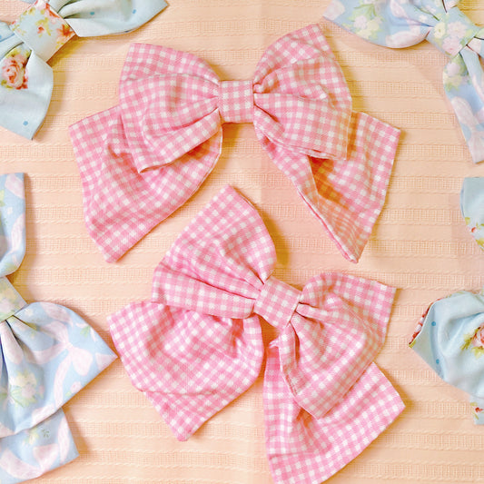 Pink Gingham Handmade Ribbon