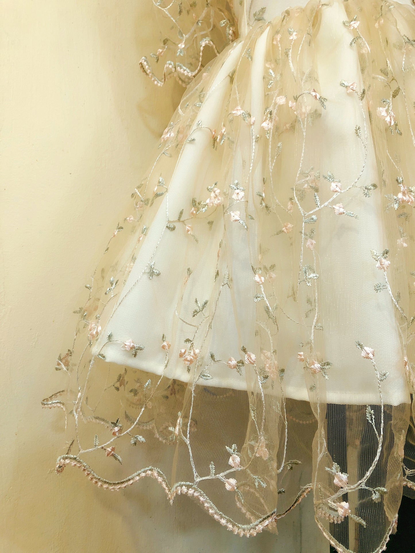 Lovely Cream Tulle Handmade Dress