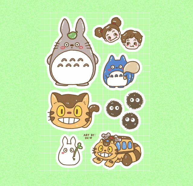 (FANART) Redraw Totoro Sticker Sheet – Dolly Kaye Shop