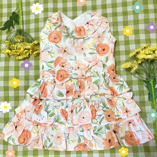 Orange Floral Pet Handmade Dress