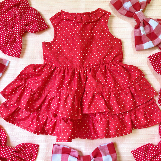 Red Polkadots New Year Pet Handmade Dress