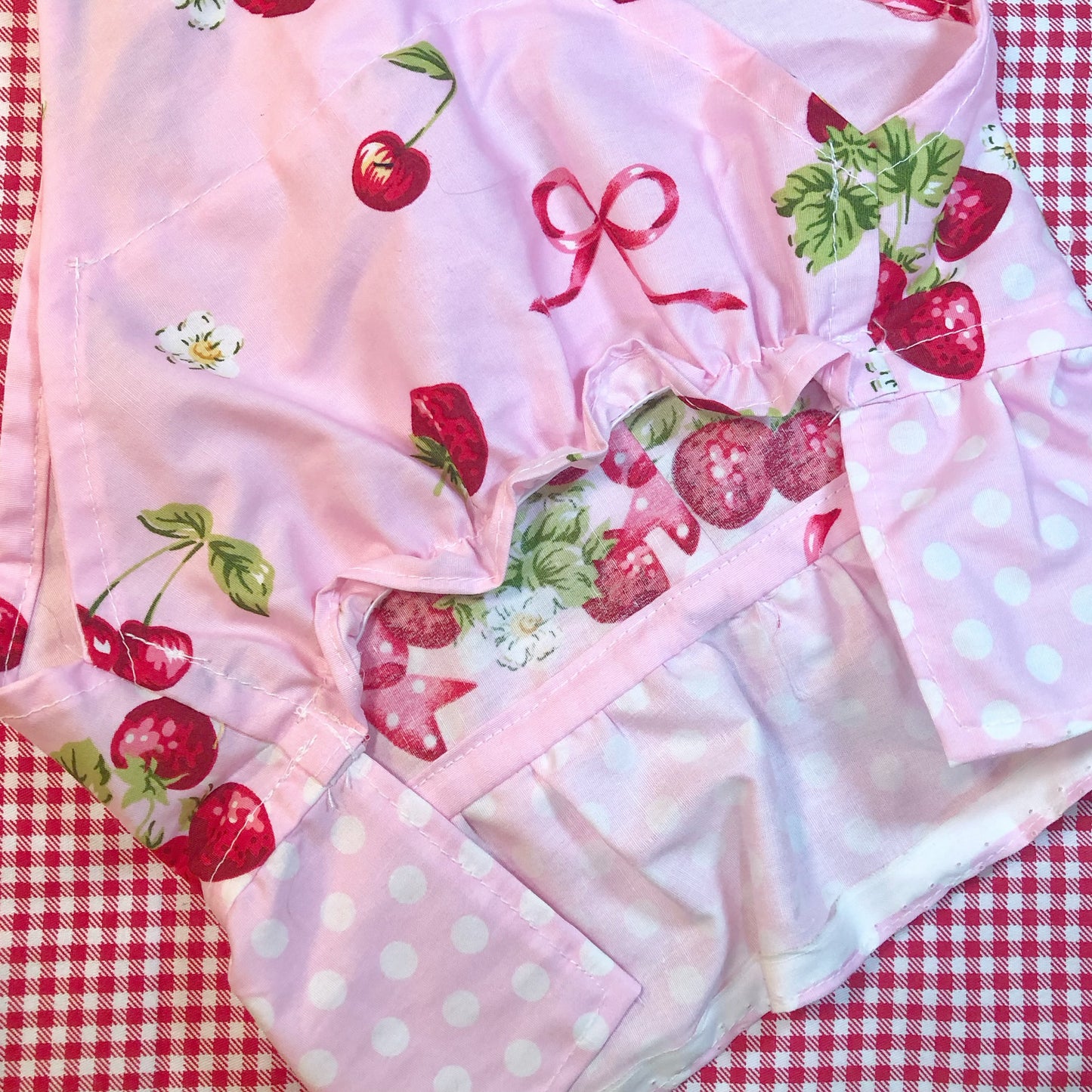 Large Pink Strawberry Cutie Pet Handmade Dress