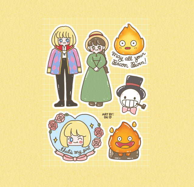 (FANART) Redraw Howl's Moving Castle Sticker Sheet