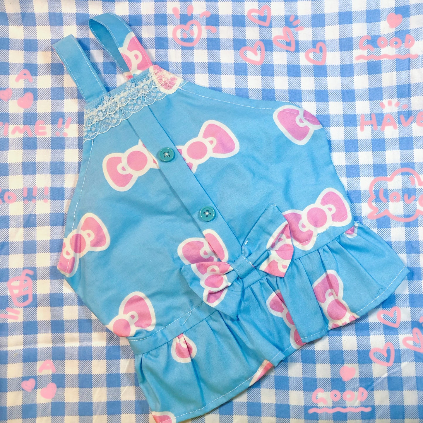 Blue Hello Kitty Cutie Pet Handmade Dress