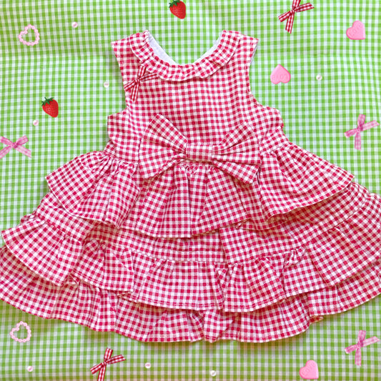 Cutie Red Gingham Pet Handmade Dress