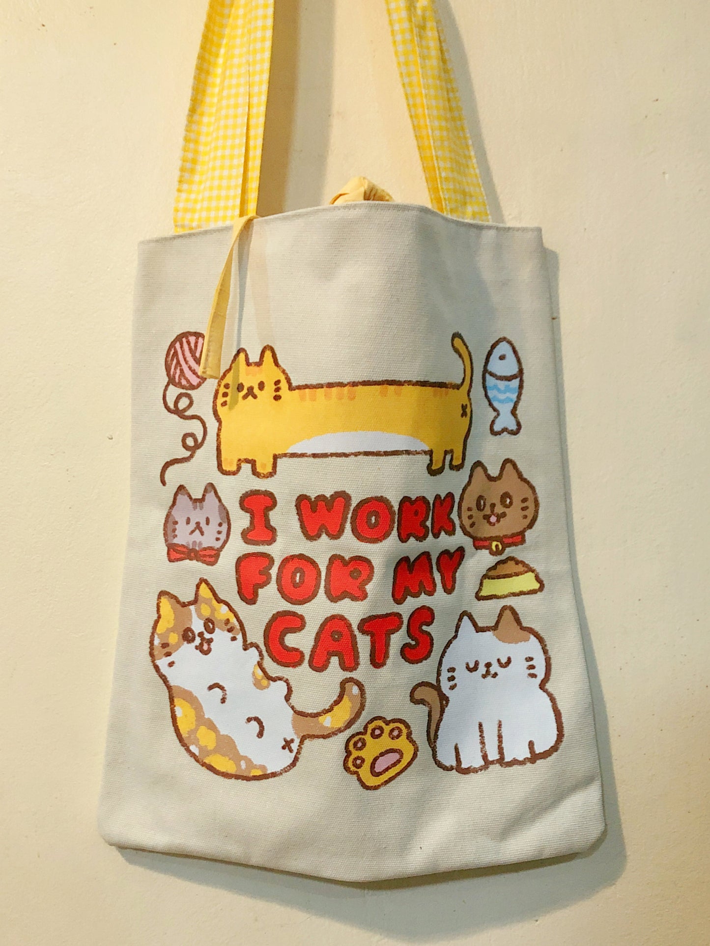 I work for mg Cats Handmade Tote Bag