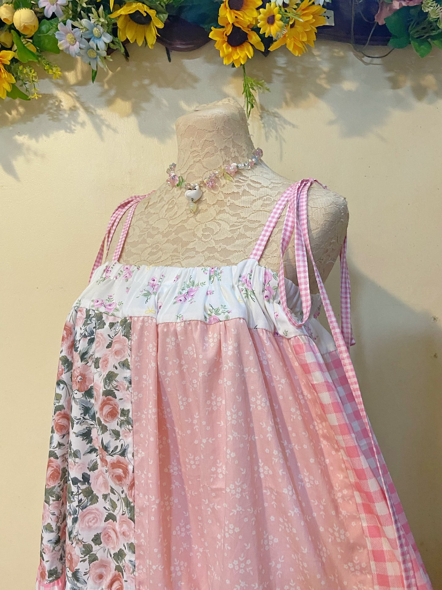 Floral Pink Duster Patchwork Dress