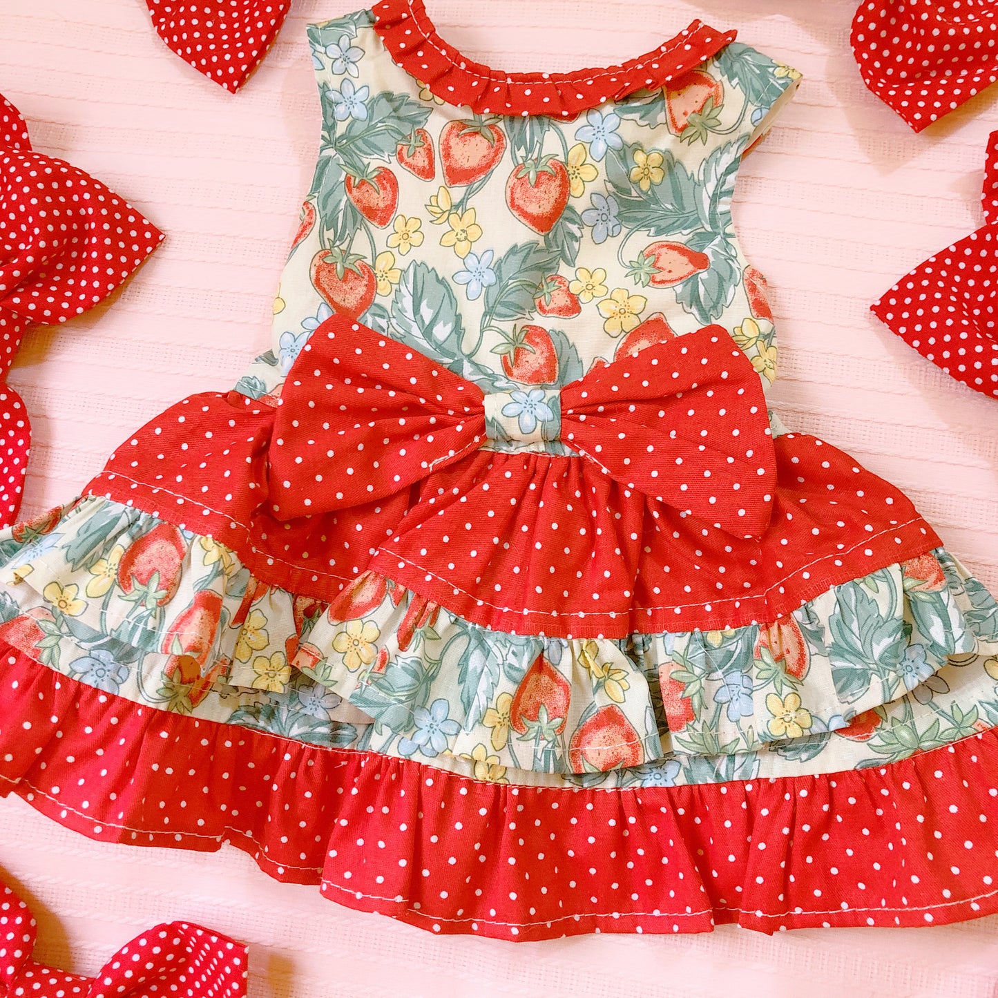 Strawberry Polka Red Pet Handmade Dress