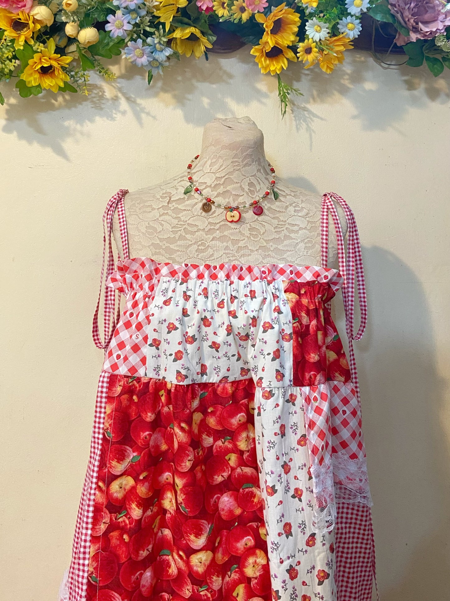 Apple Strawberry Jam Duster Patchwork Dress