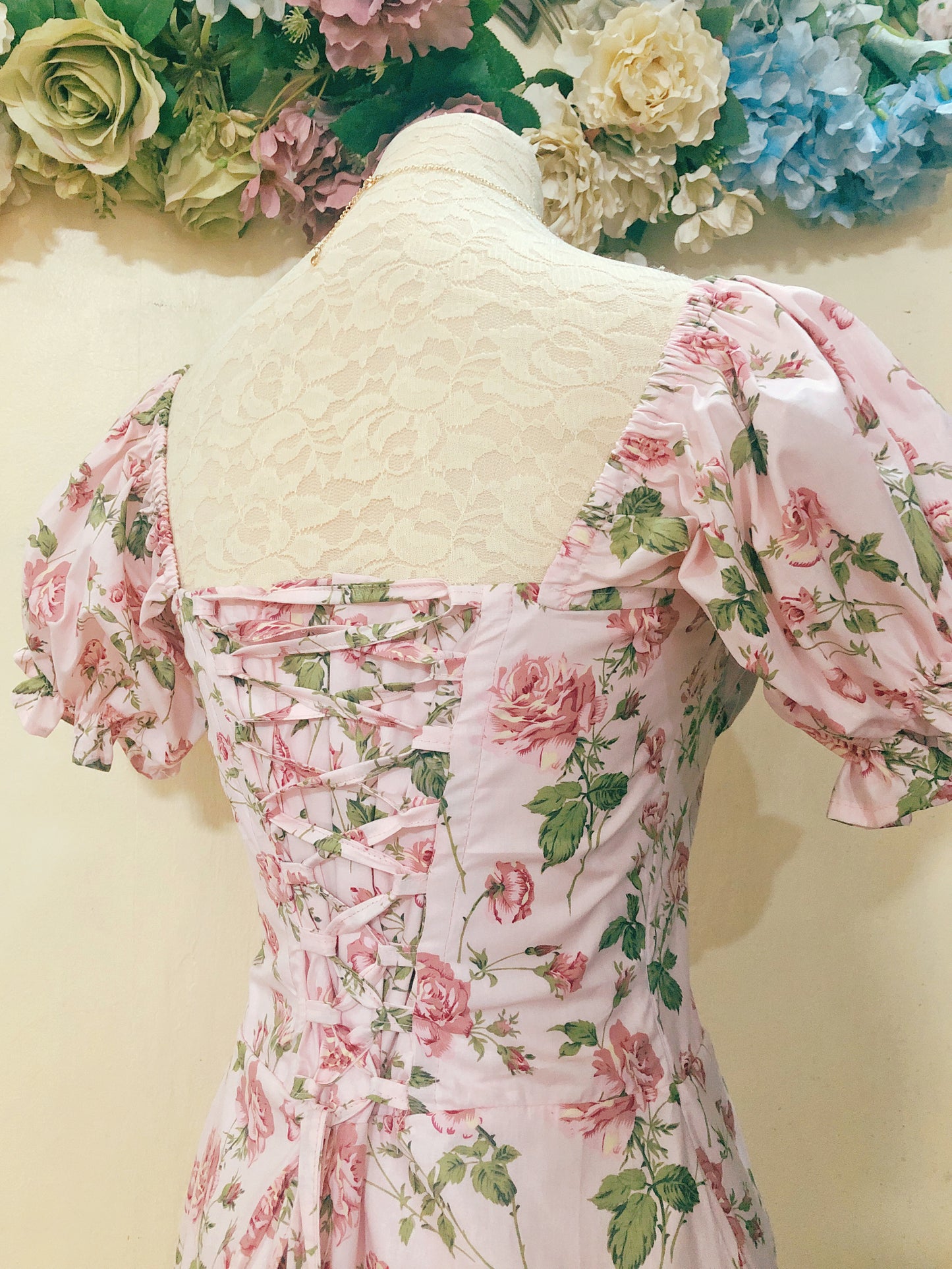 Pink Rose Corset Handmade Dress