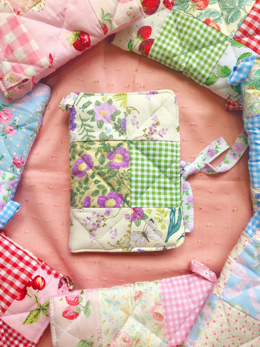 A6 Purple Florals Quilted Patchwork Journal / Notebook Cover