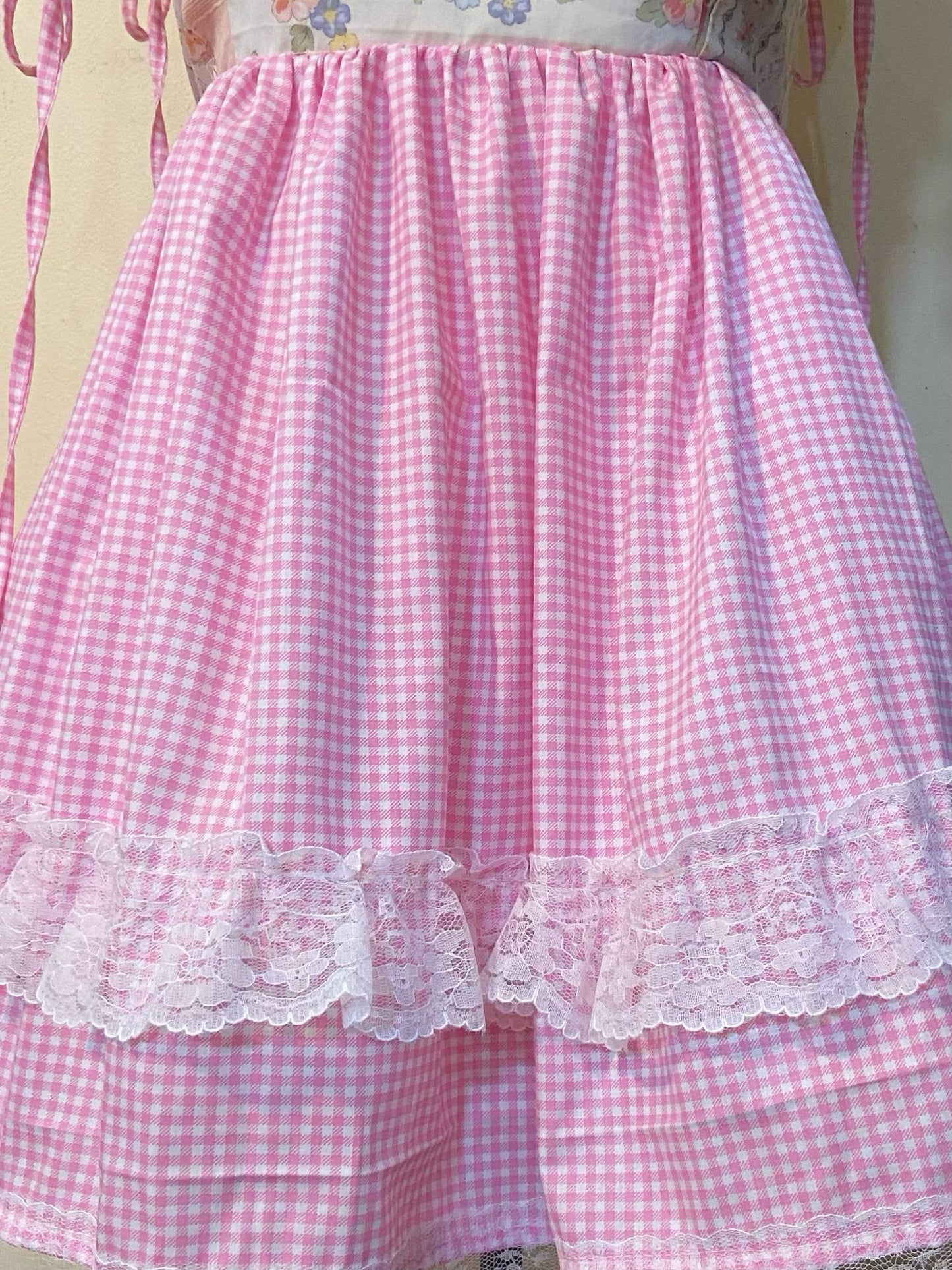 Cutie Pink Gingham Patchwork Dres