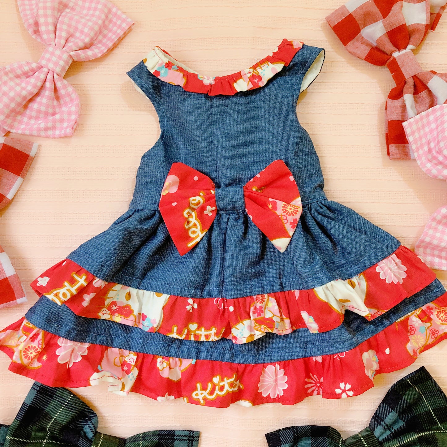 Hello Kitty Denim Pet Handmade Dress