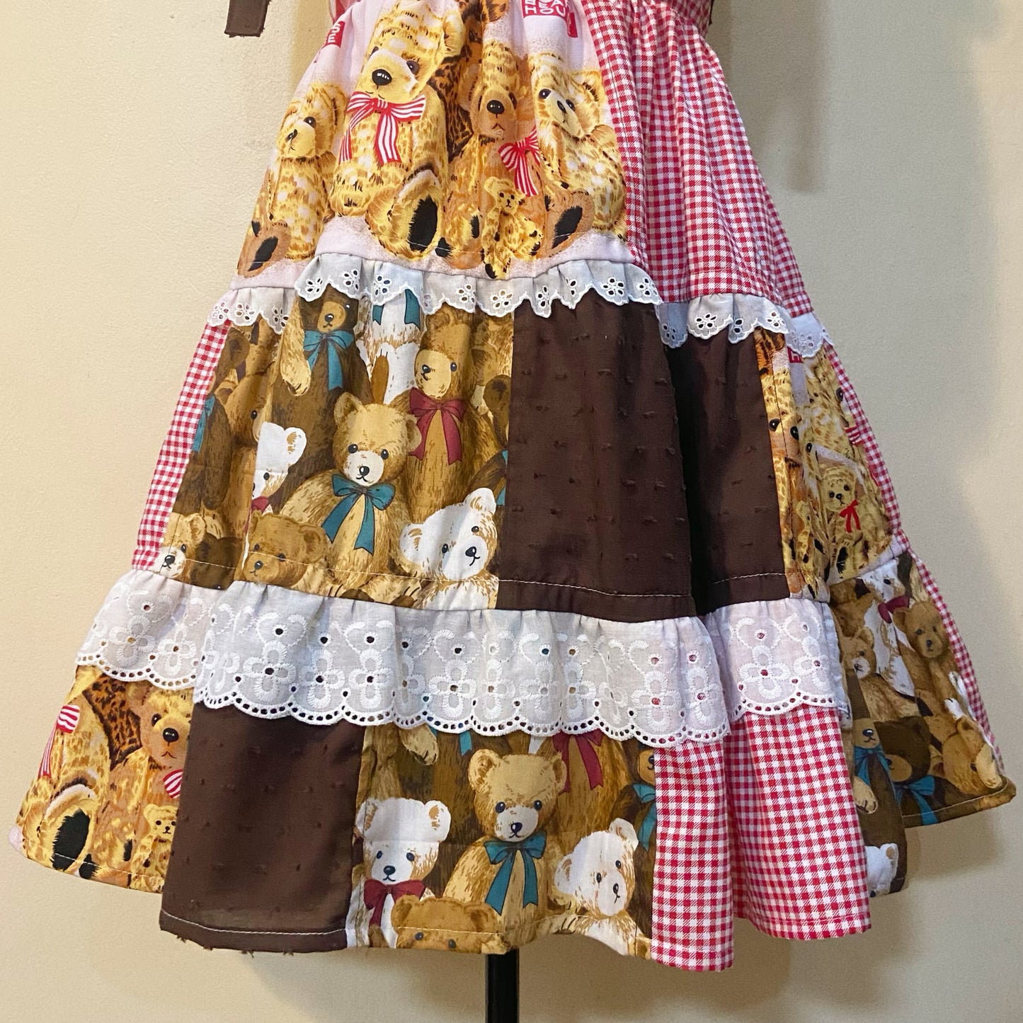 Bear Patchwork Handmade Dress