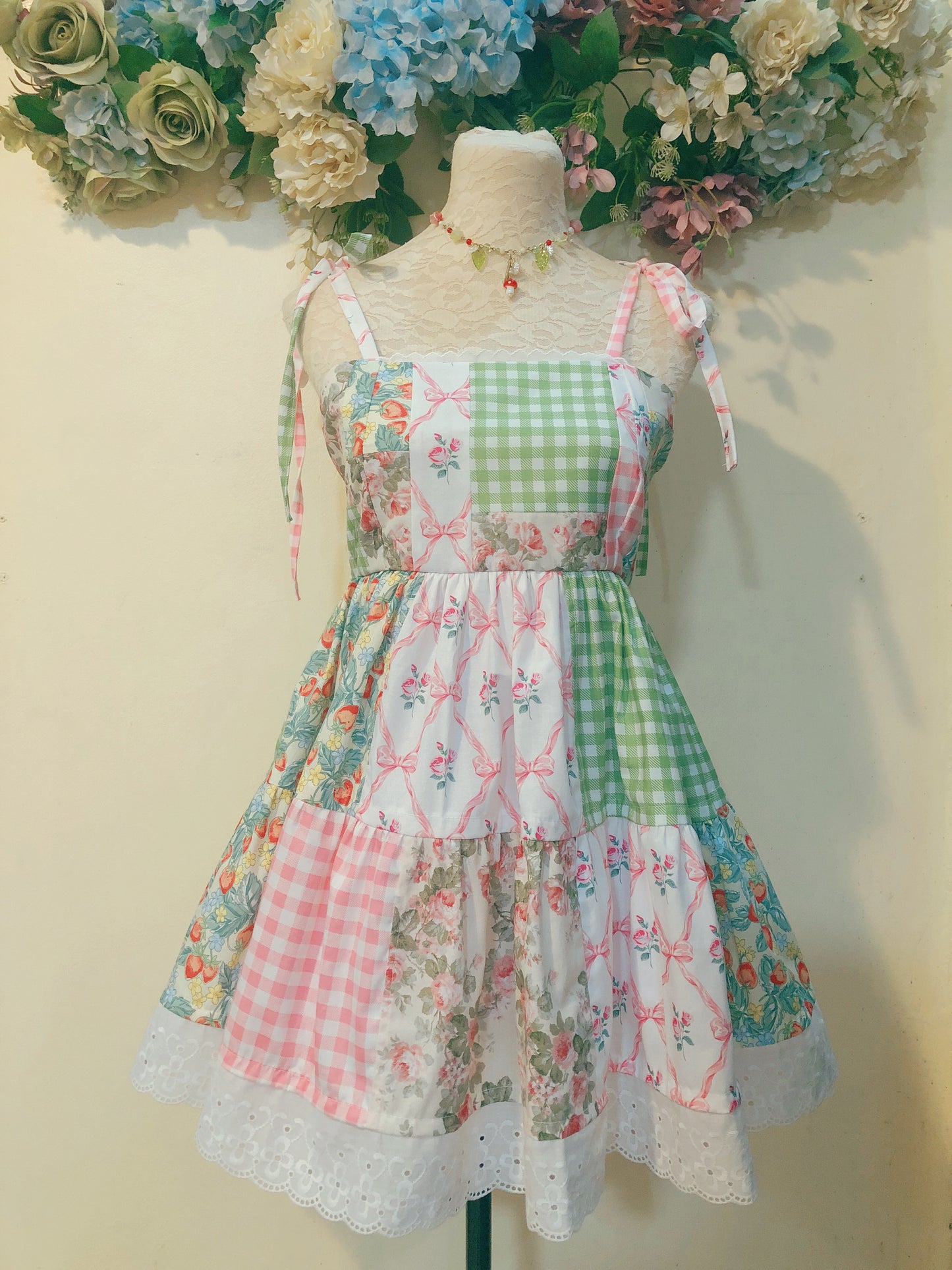 Strawberry Fields Patchwork Handmade Dress