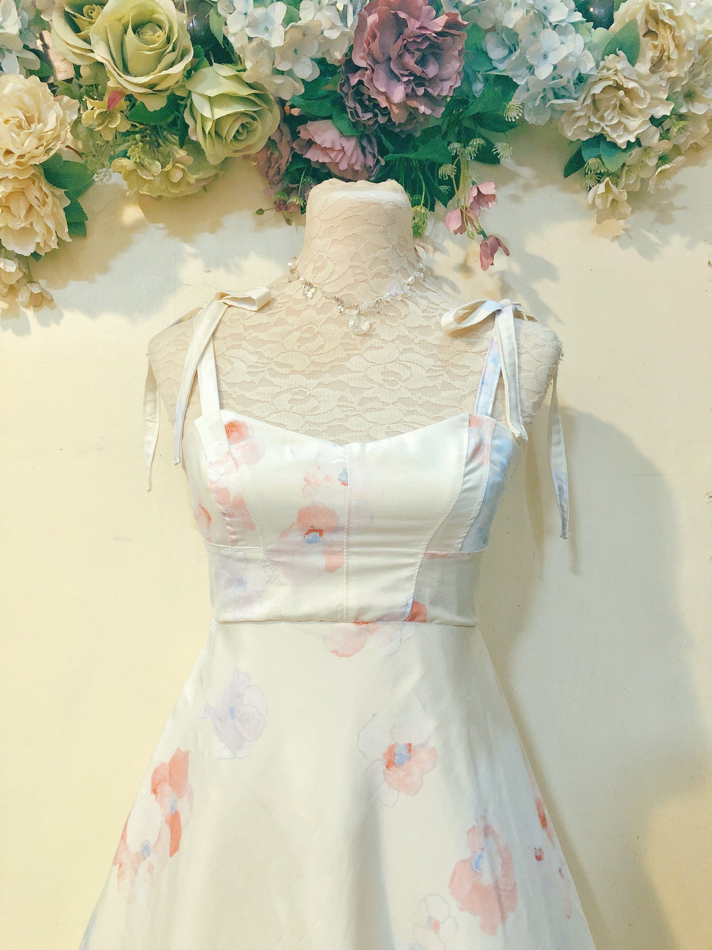 Hydrangea Cream Handmade Dress