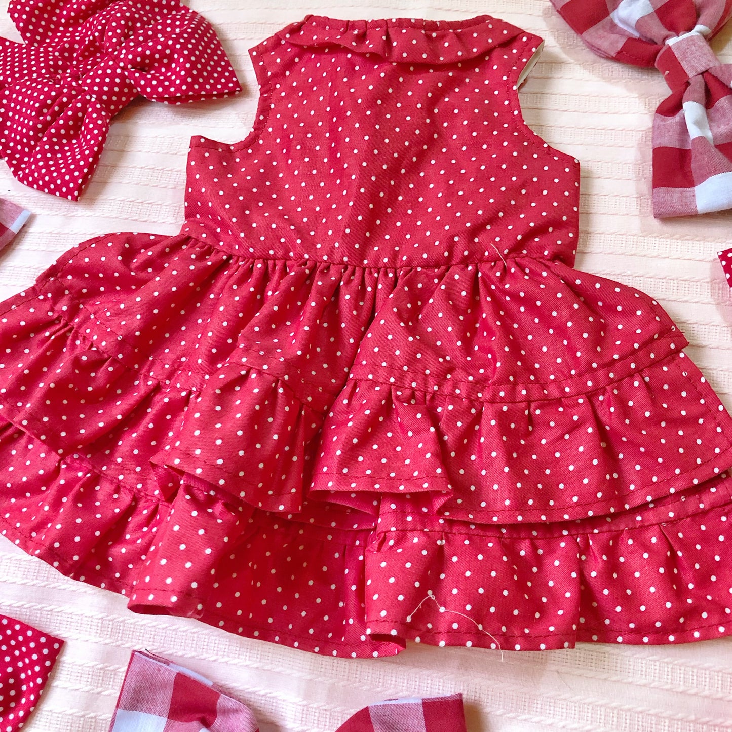 Red Polkadots New Year Pet Handmade Dress