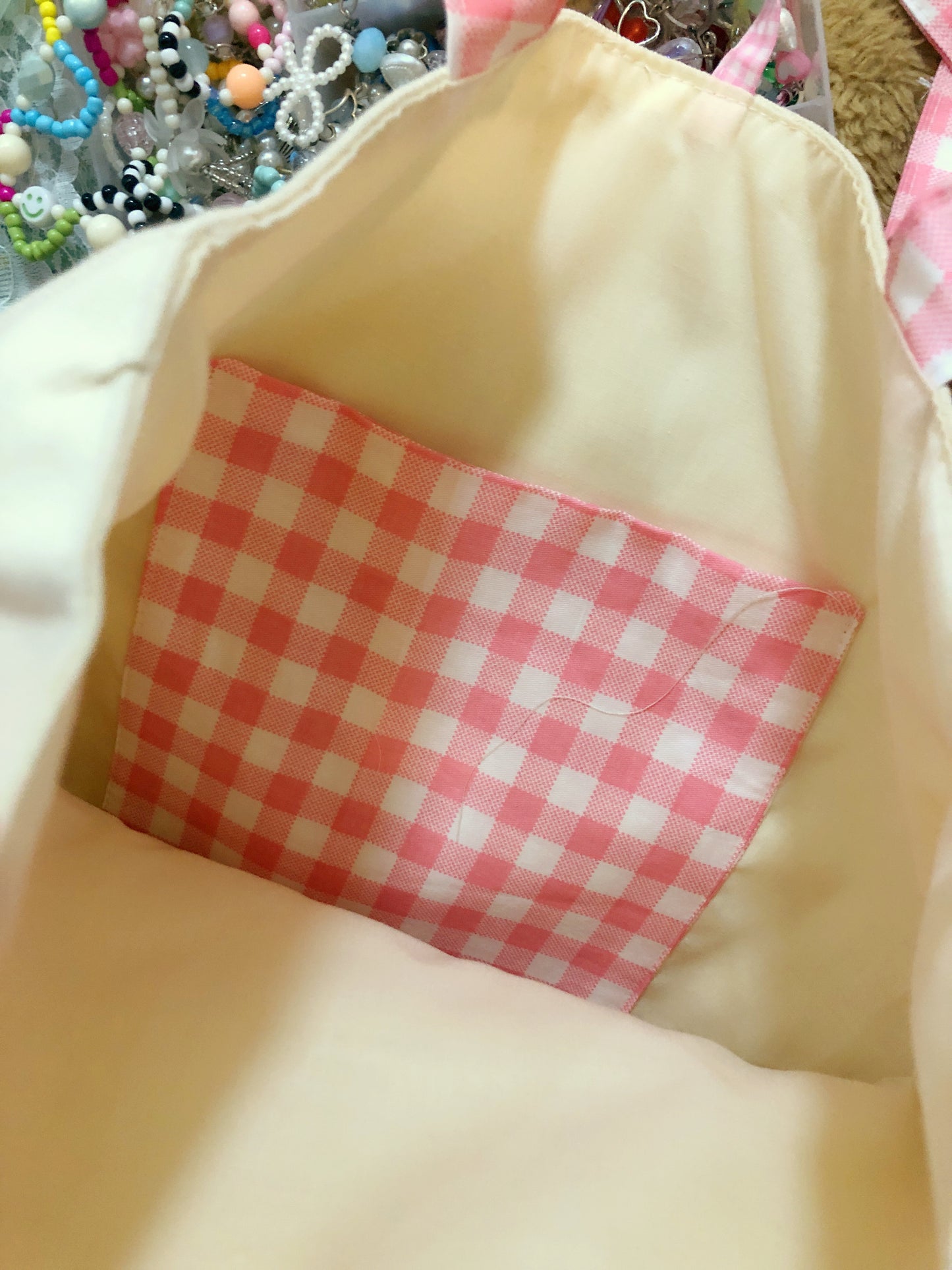 I work for mg Cats ( pink straps )  Handmade Tote Bag