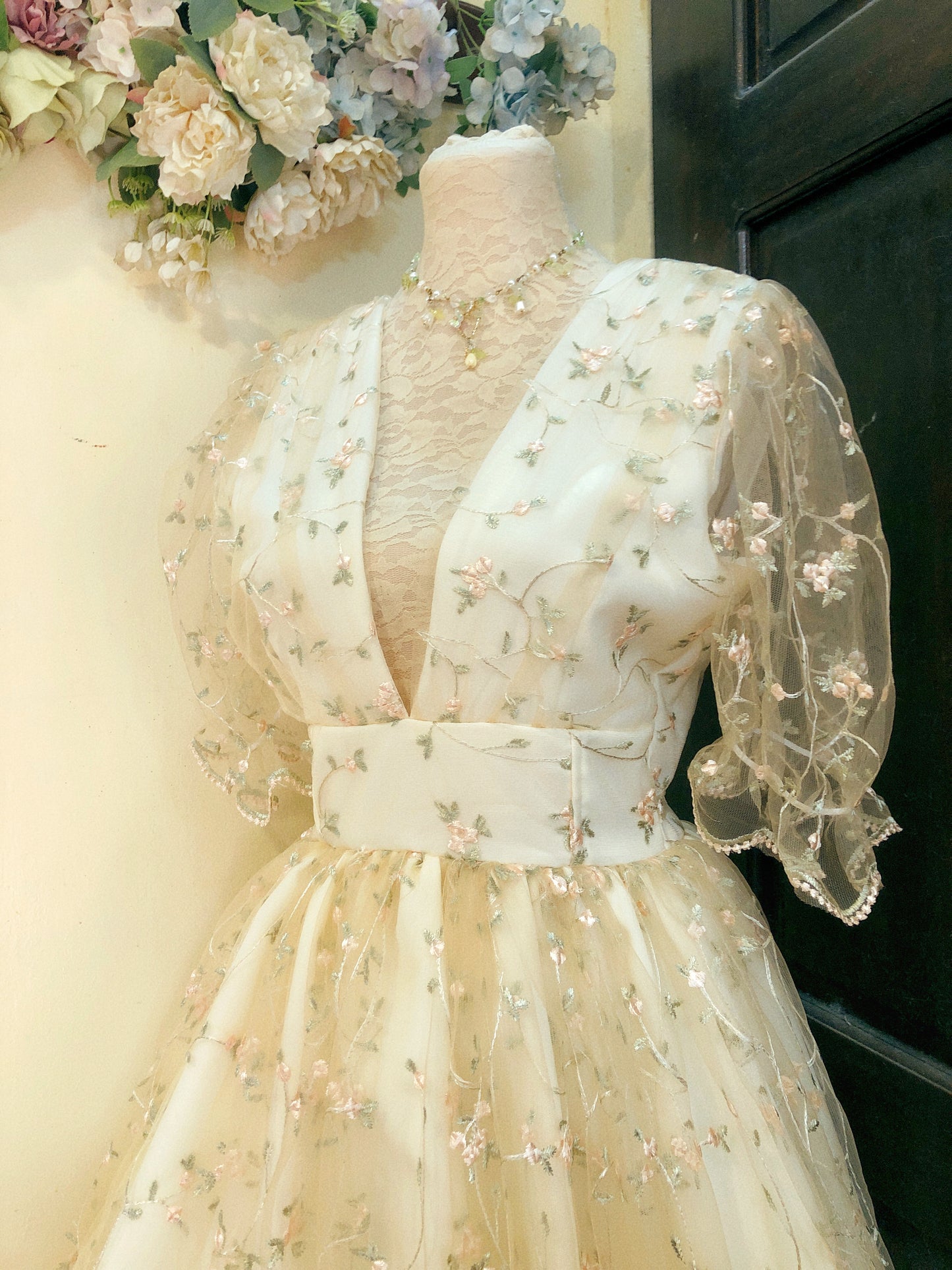 Lovely Cream Tulle Handmade Dress