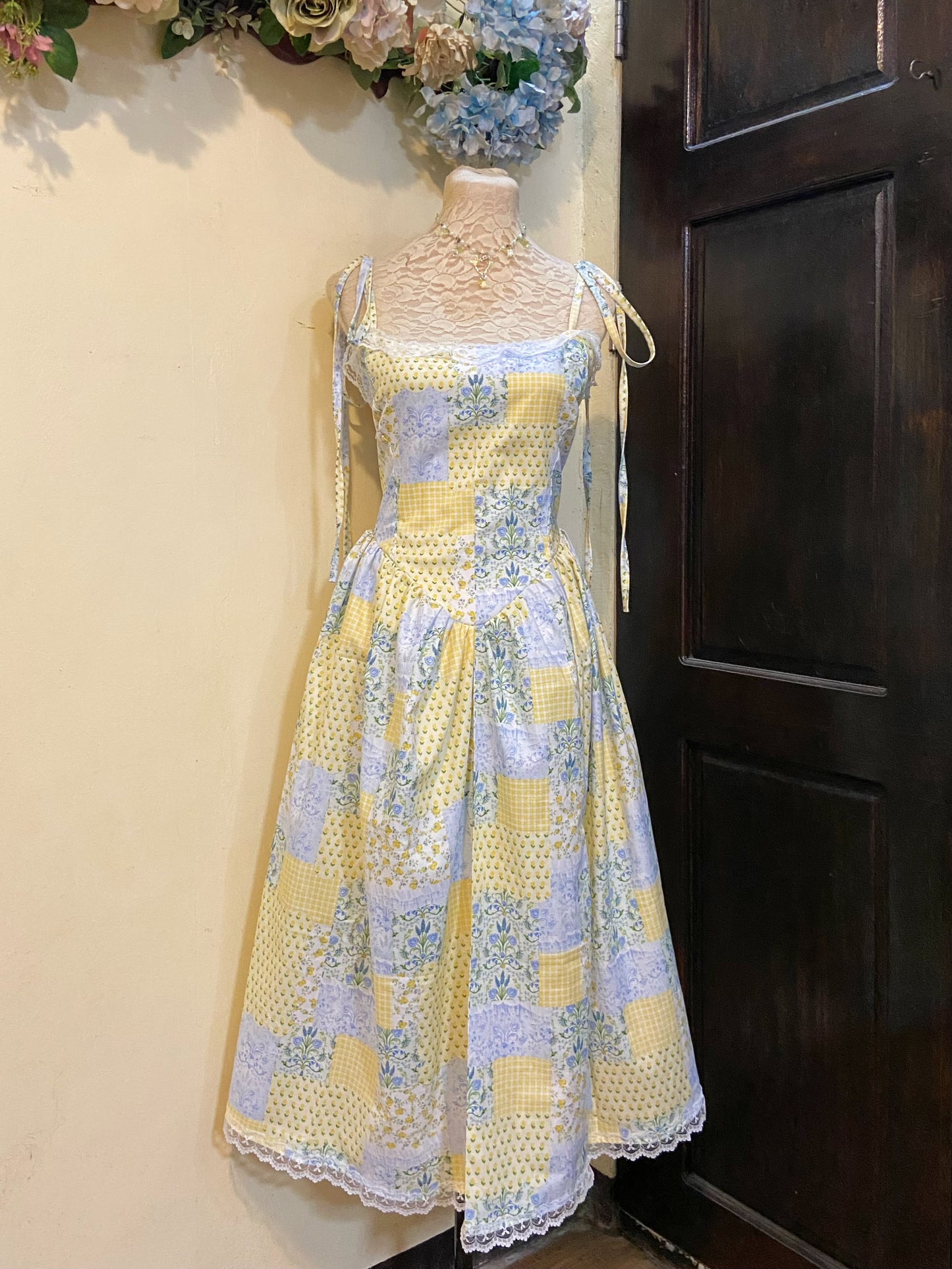 Yellow and Blue Floral Dress