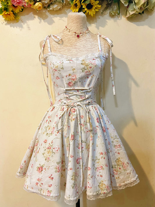 Vintage Roses Corset Handmade Dress