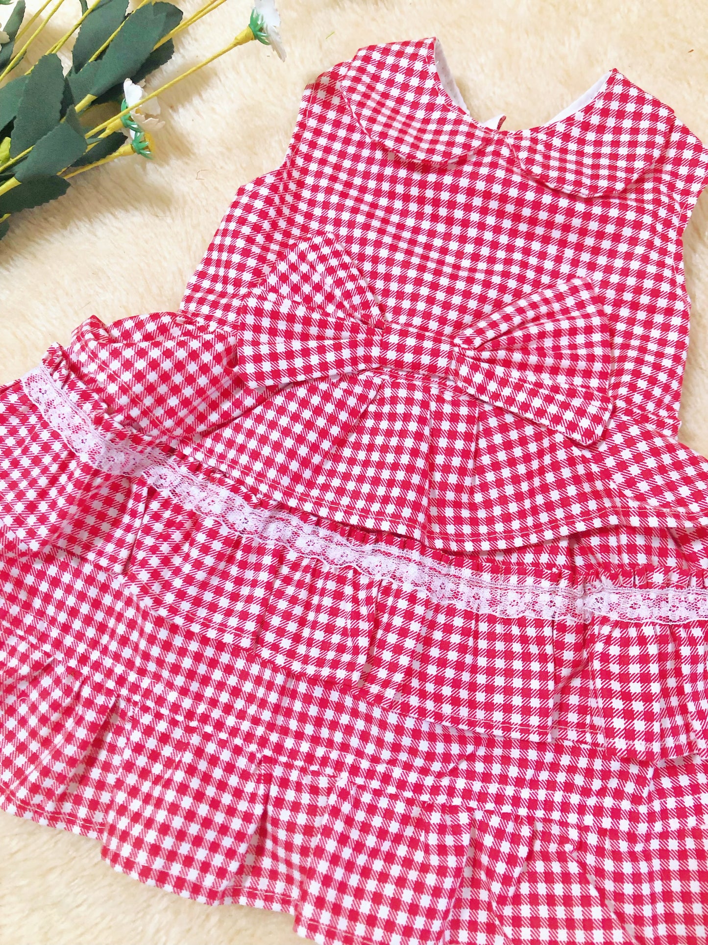 Red Gingham Pet Handmade Dress