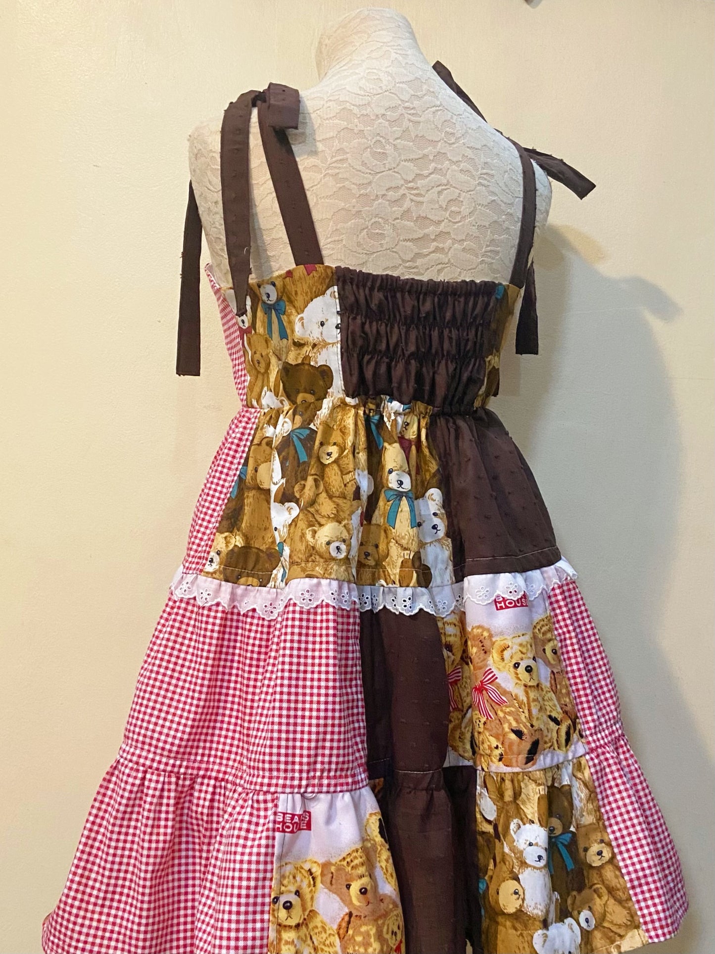 Bear Patchwork Handmade Dress