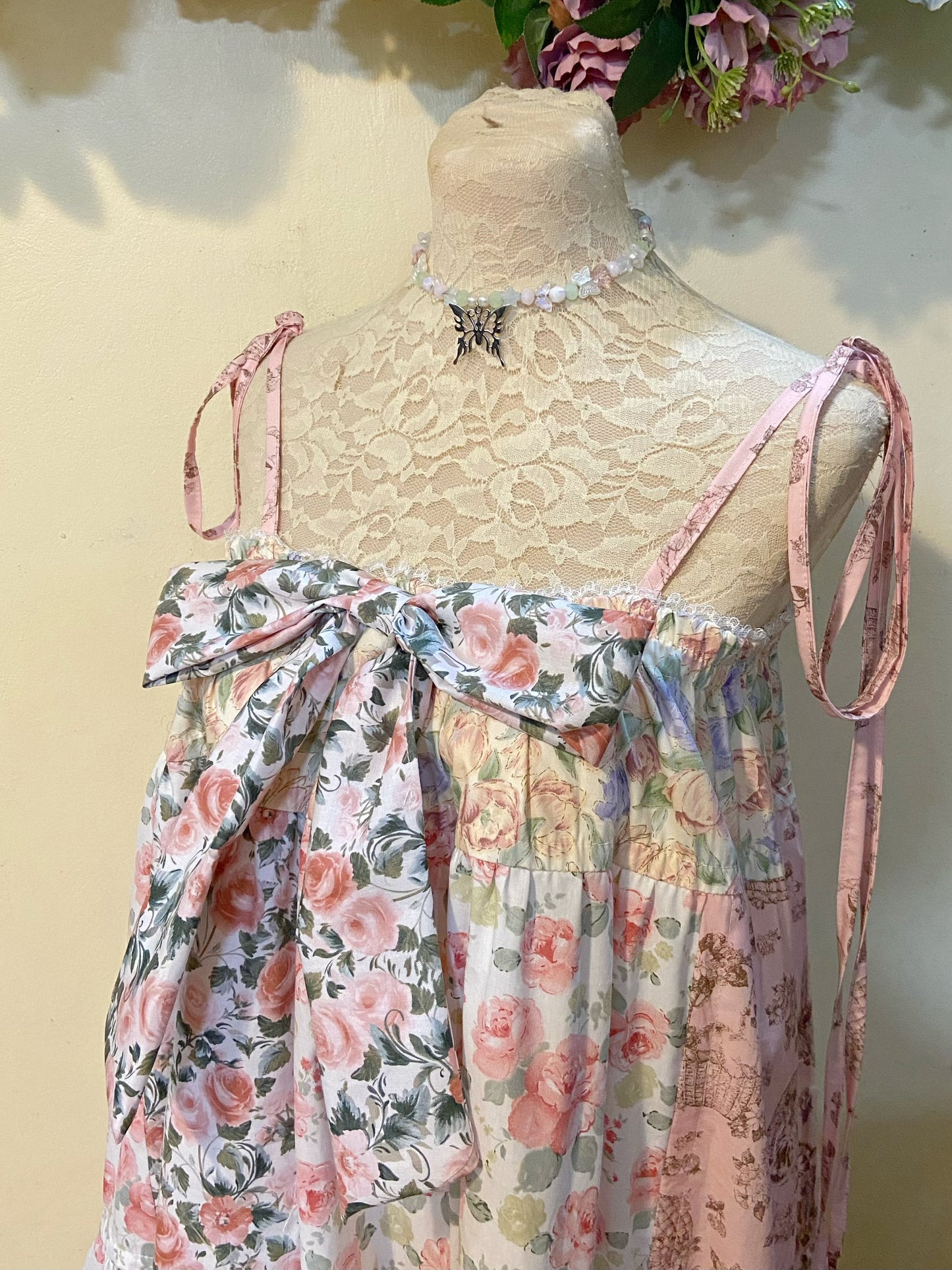 Floral Meow Meow Patchwork Duster Dress