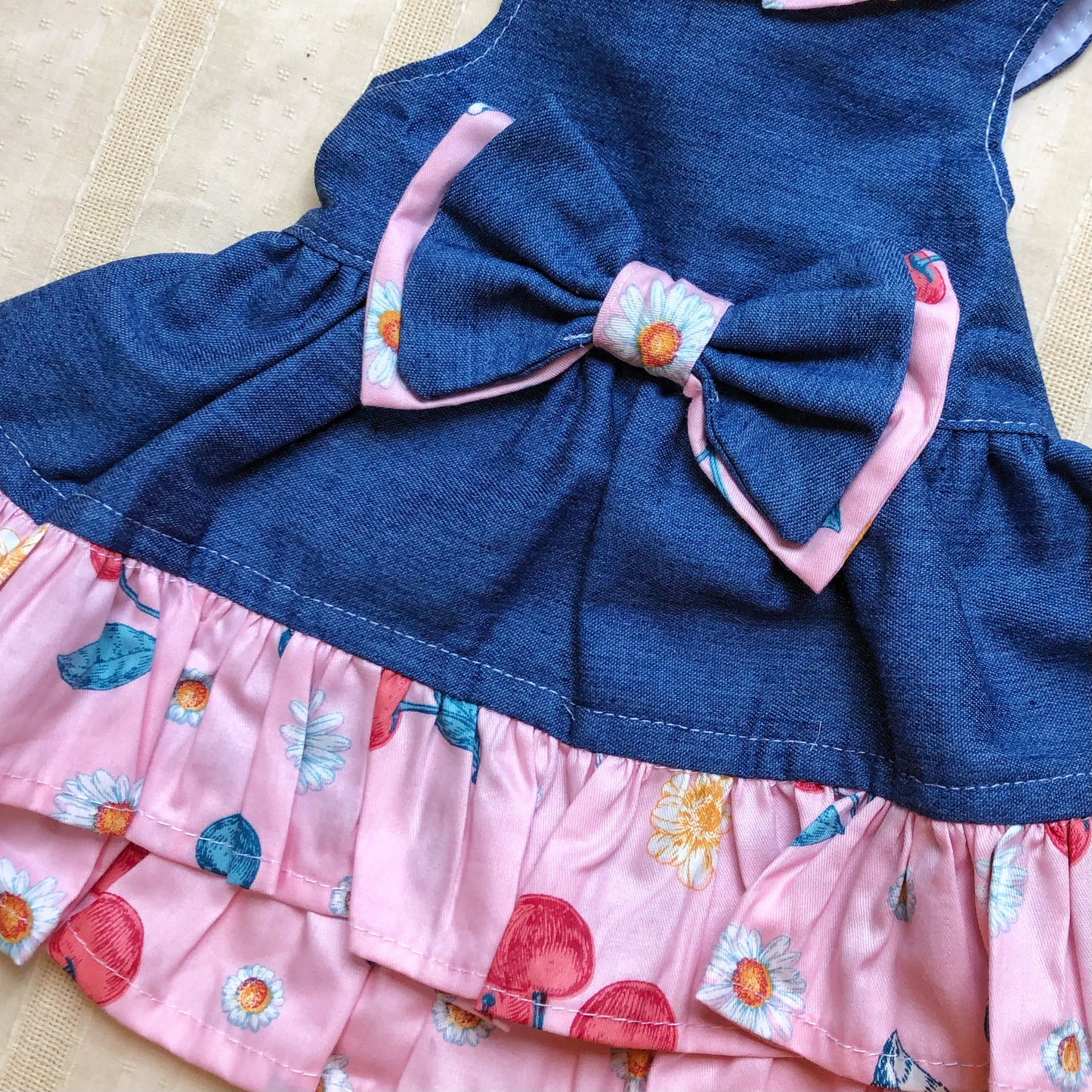 Cherry Denim Pet Handmade Dress