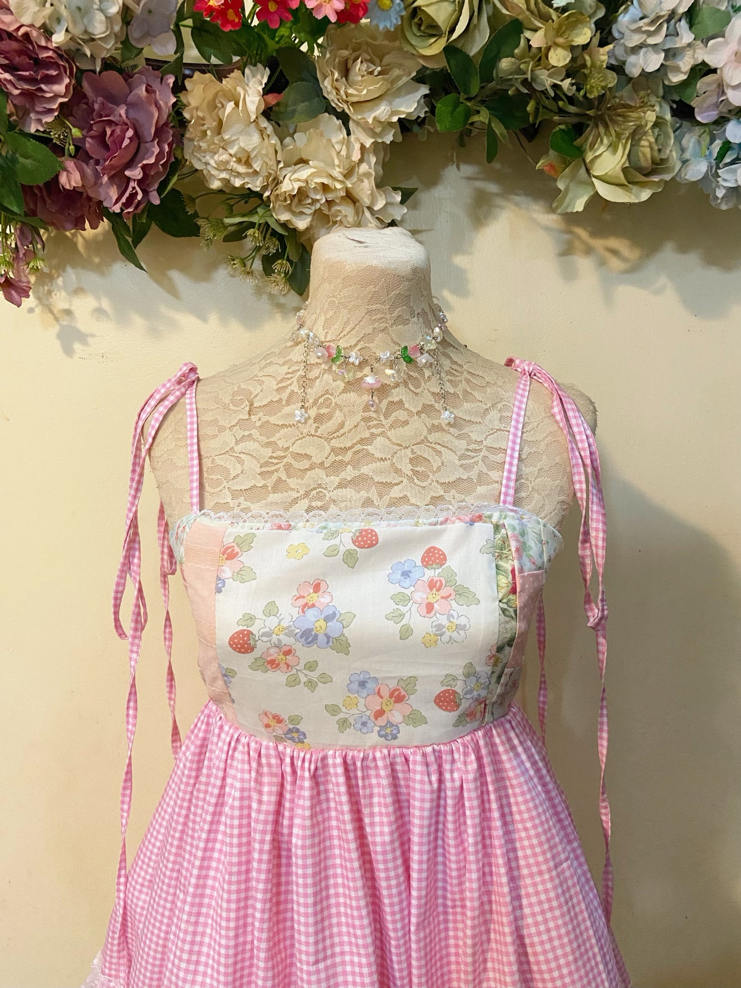 Cutie Pink Gingham Patchwork Dres