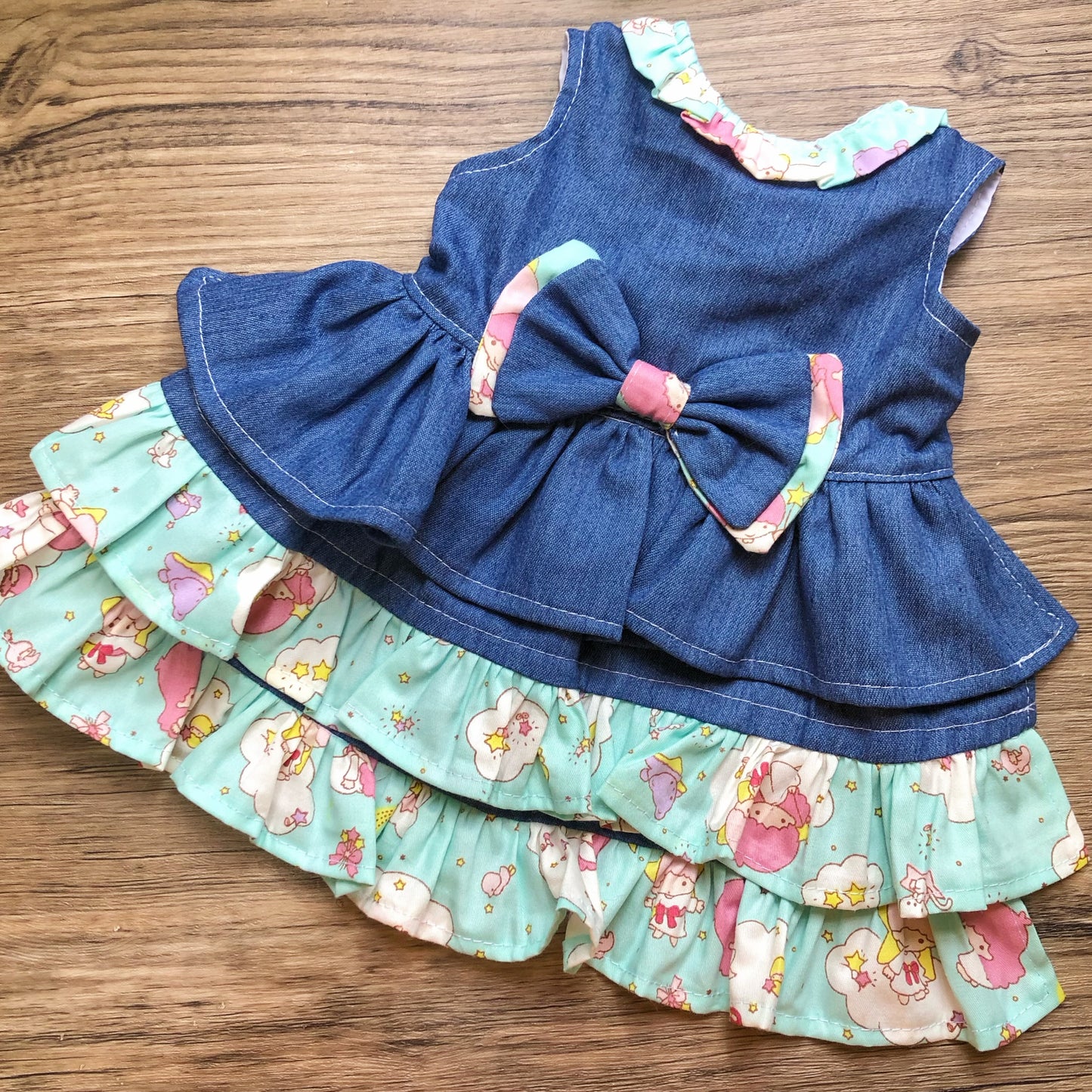 Denim Little Twin stars Pet Handmade Dress