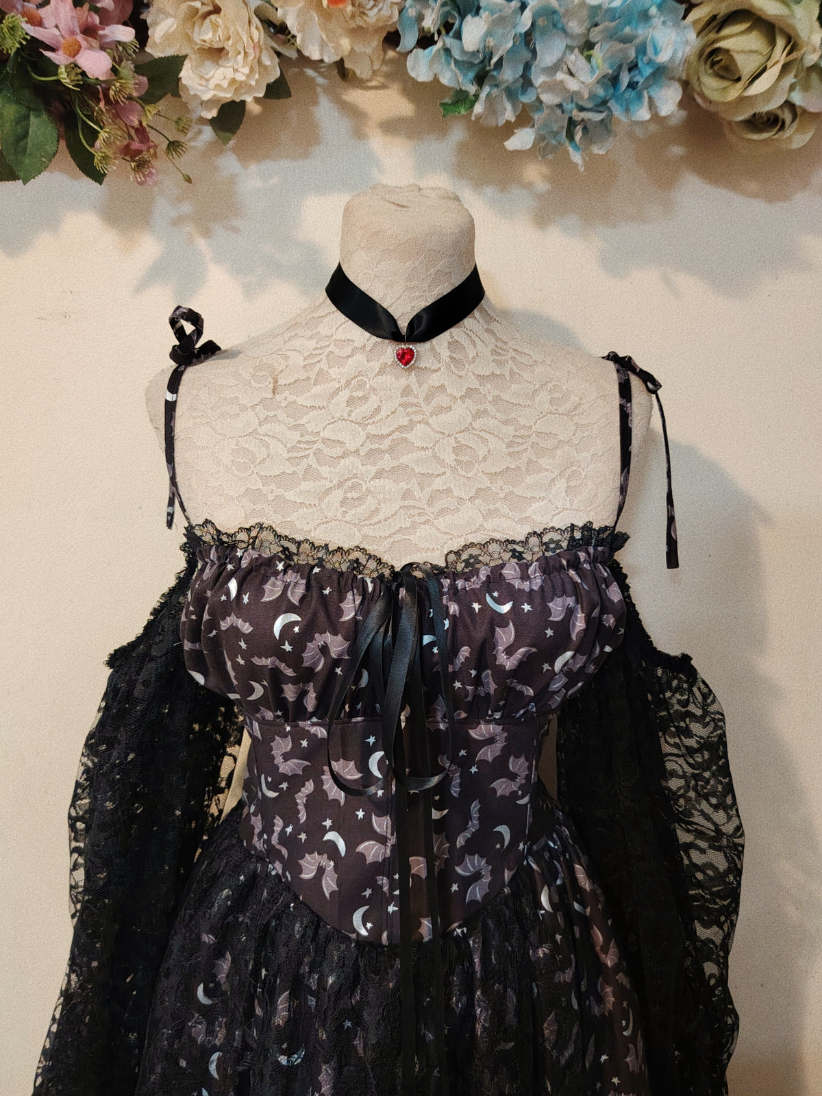 Moonlight Bat Corset Patchwork Dress ( Glow in the Dark )
