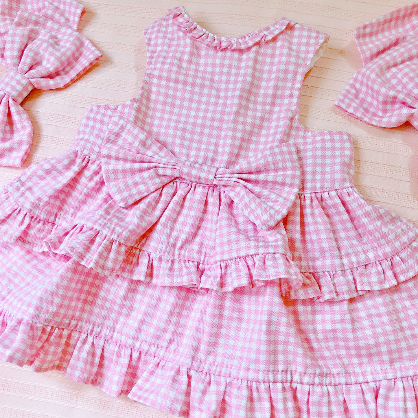 Cutie Pink Gingham Pet Handmade Dress