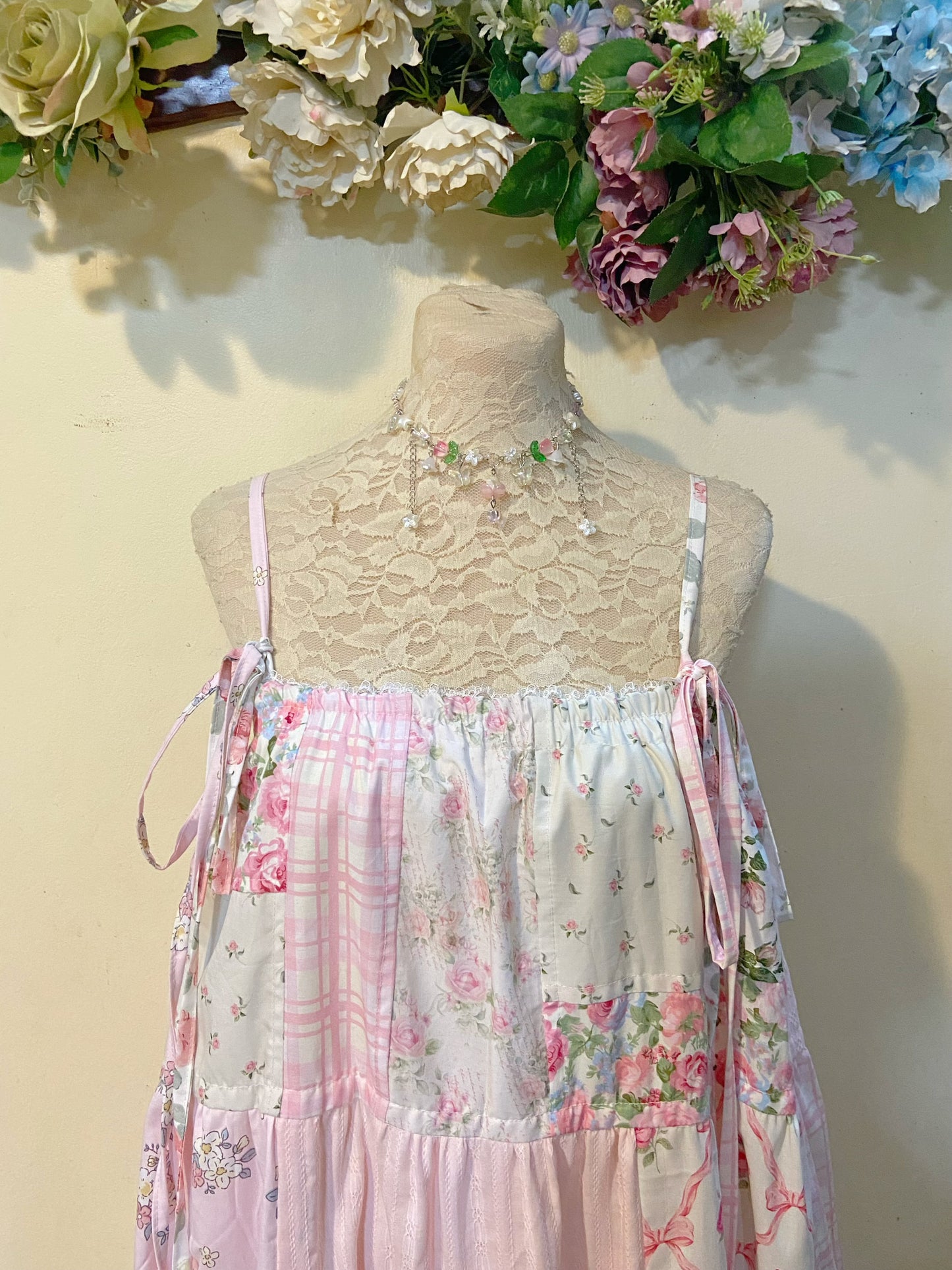Pink Roses Patchwork Duster Dress
