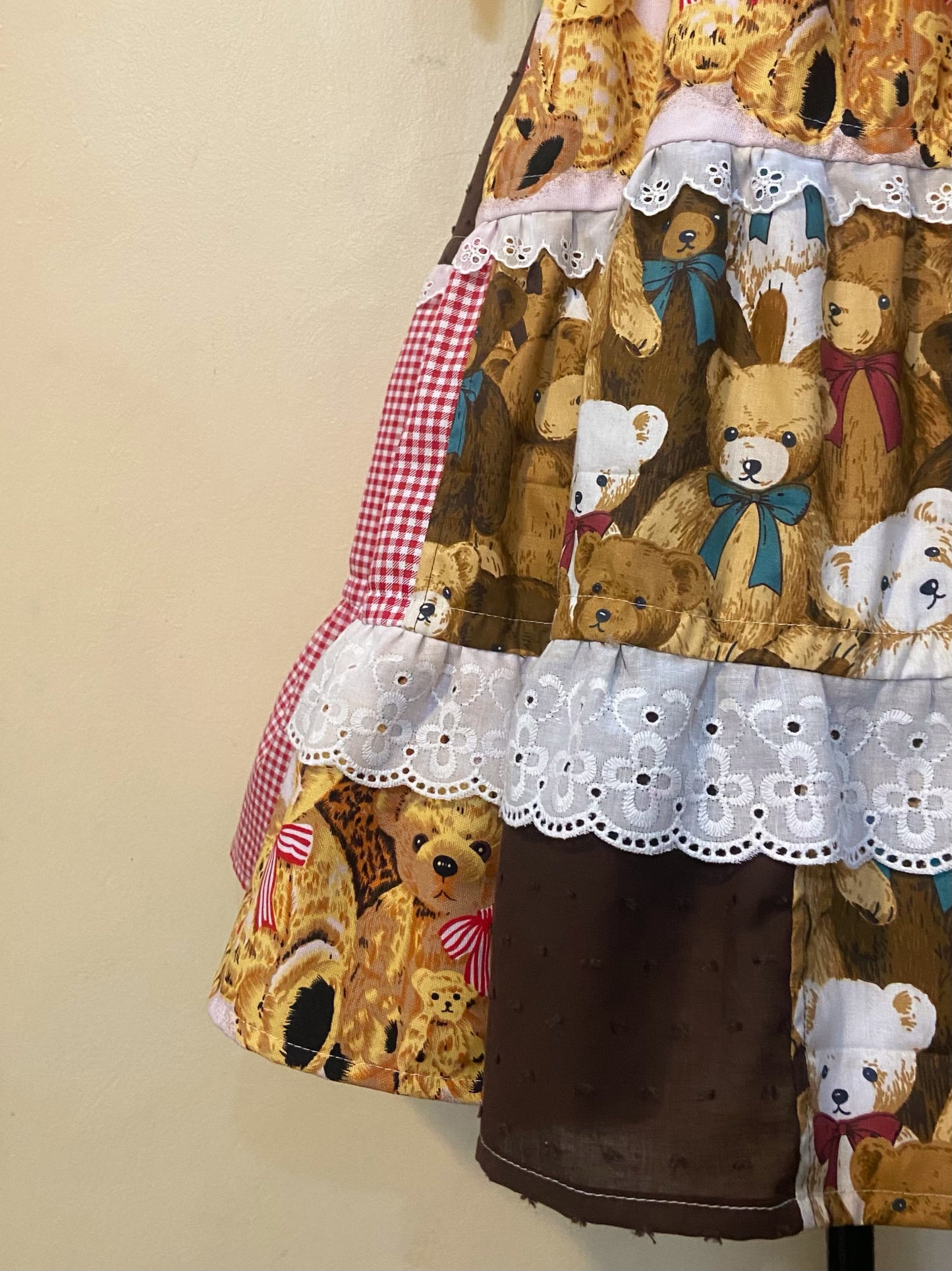 Bear Patchwork Handmade Dress