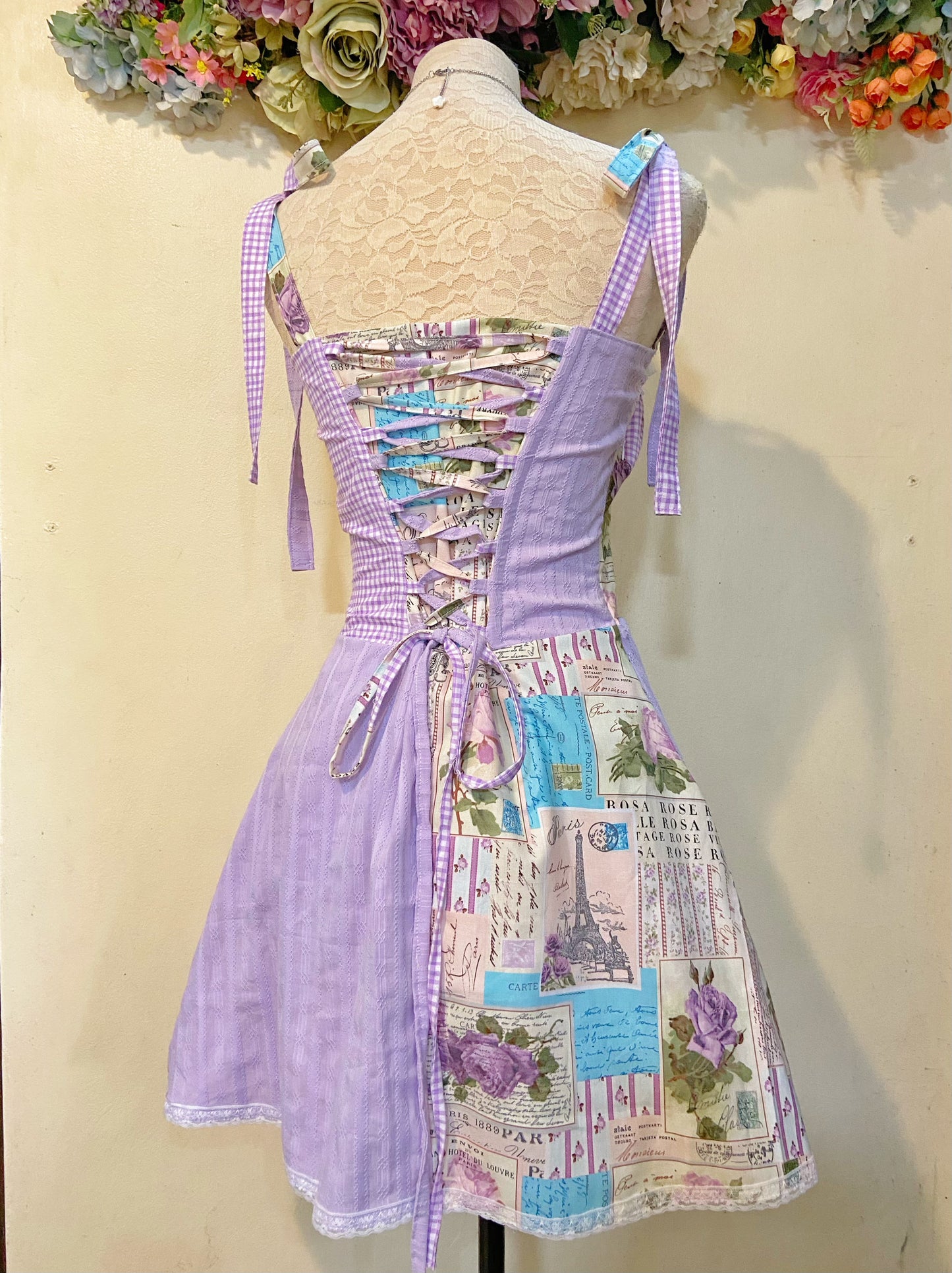 Purple Blooms Patchwork Handmade Dress