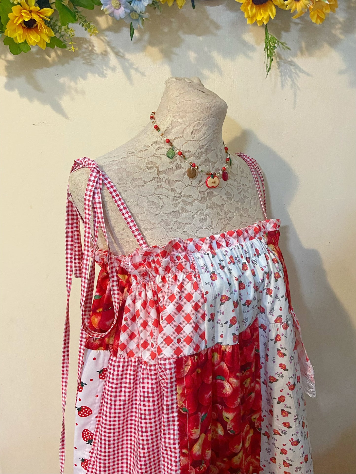 Apple Strawberry Jam Duster Patchwork Dress