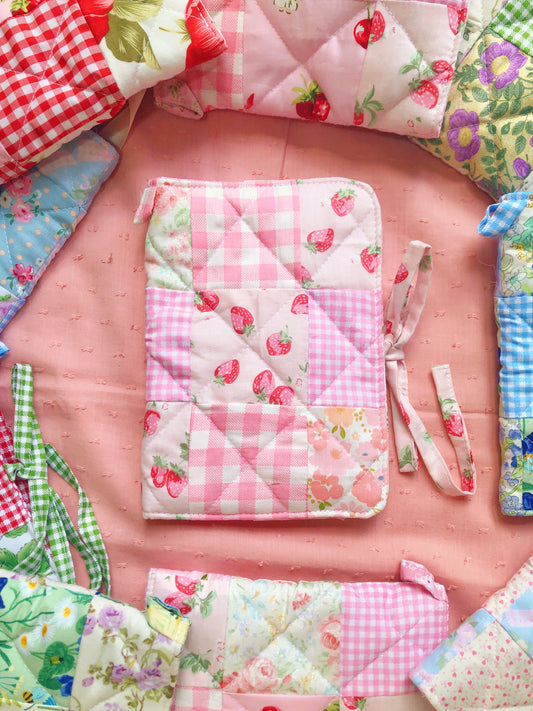 B6 Pink Strawberry Quilted Patchwork Journal / Notebook Cover
