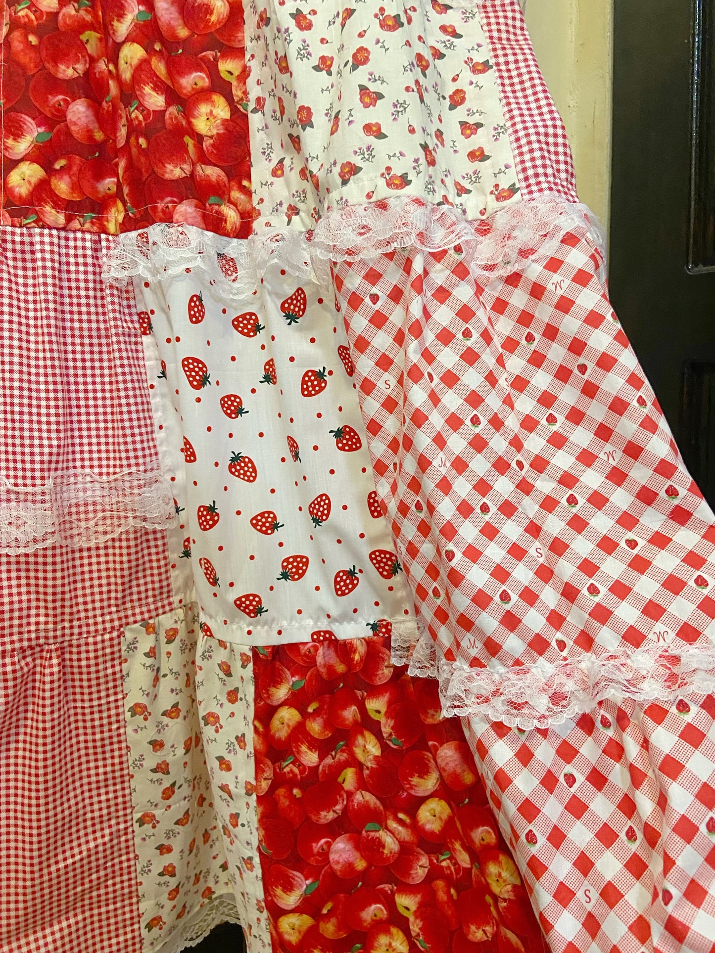 Apple Strawberry Jam Duster Patchwork Dress