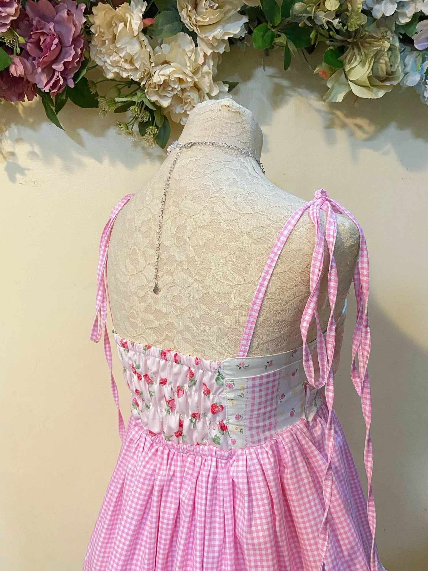 Cutie Pink Gingham Patchwork Dres