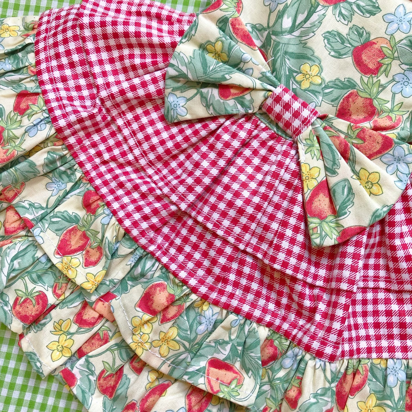 Strawberry Gingham Pet Handmade Dress