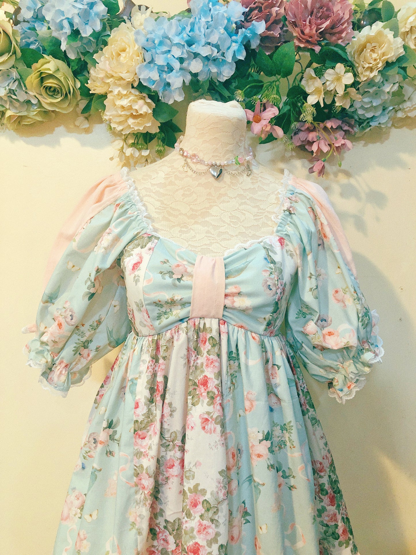 Dainty Floral Patchwork Handmade Dress