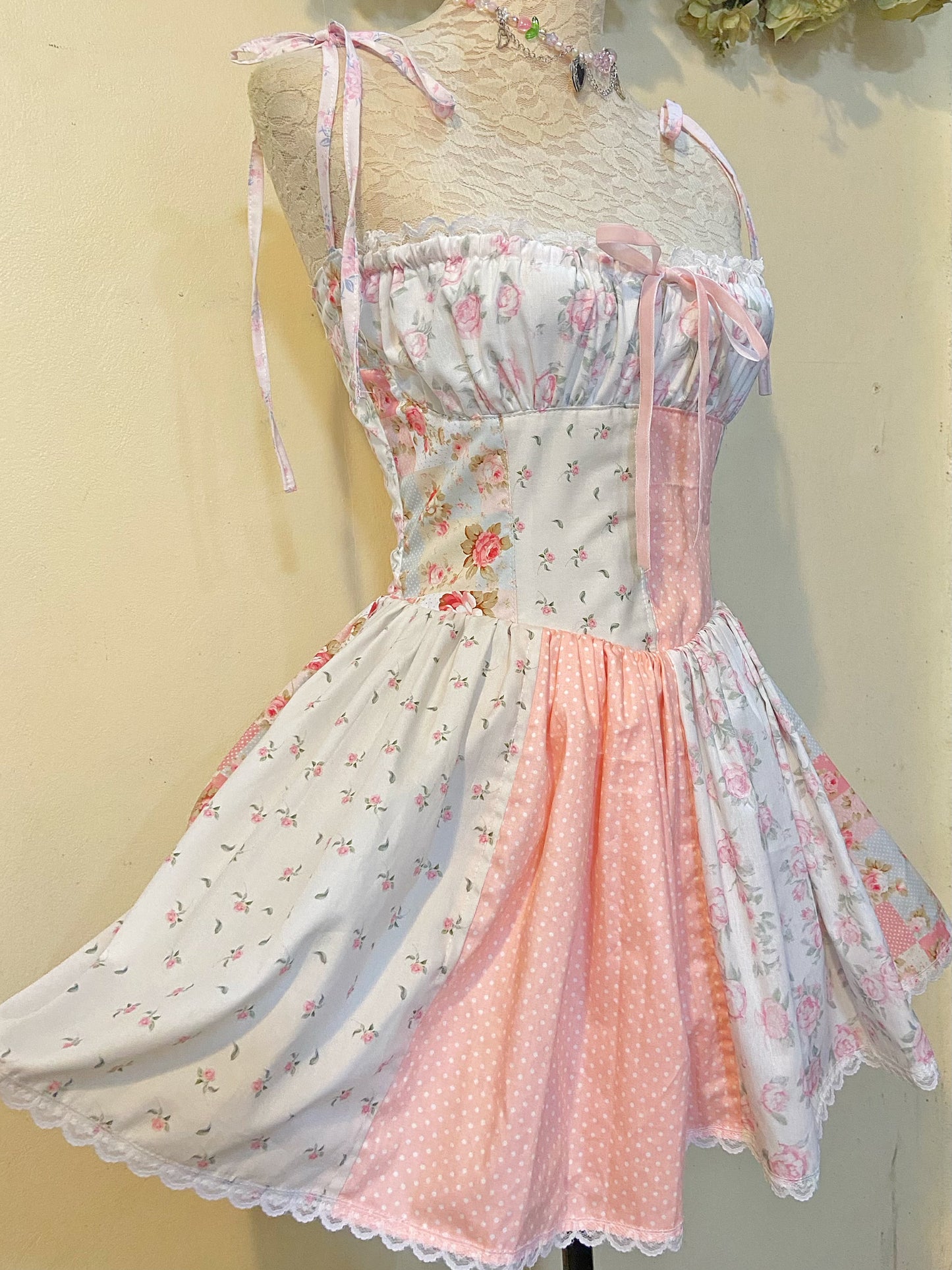 (PRE ORDER) Rose Blooms Patchwork Corset Handmade Dress