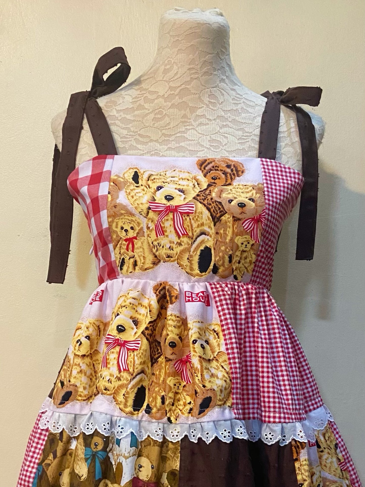 Bear Patchwork Handmade Dress