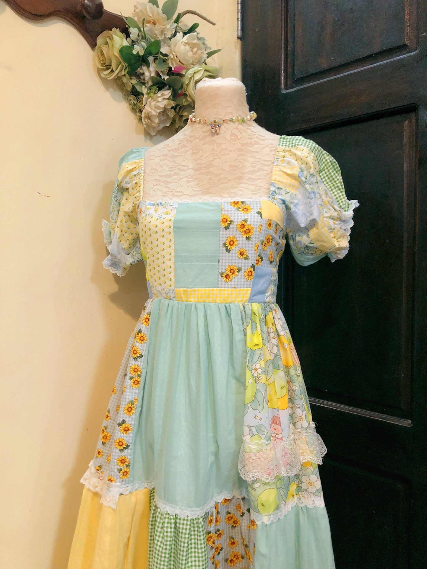 In my Cottage Patchwork Handmade Dress