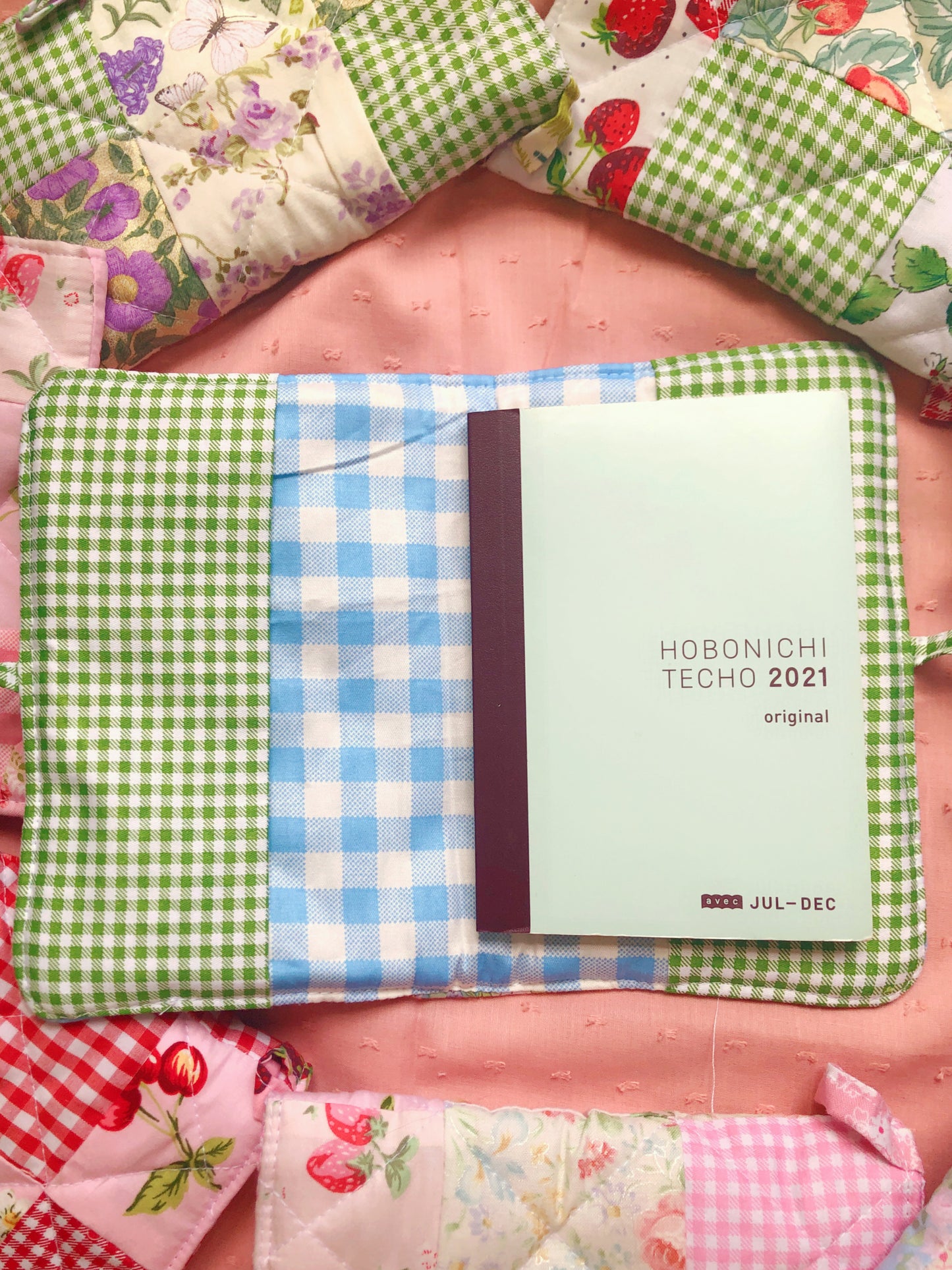A6 Blue and Green Quilted Patchwork Journal / Notebook Cover