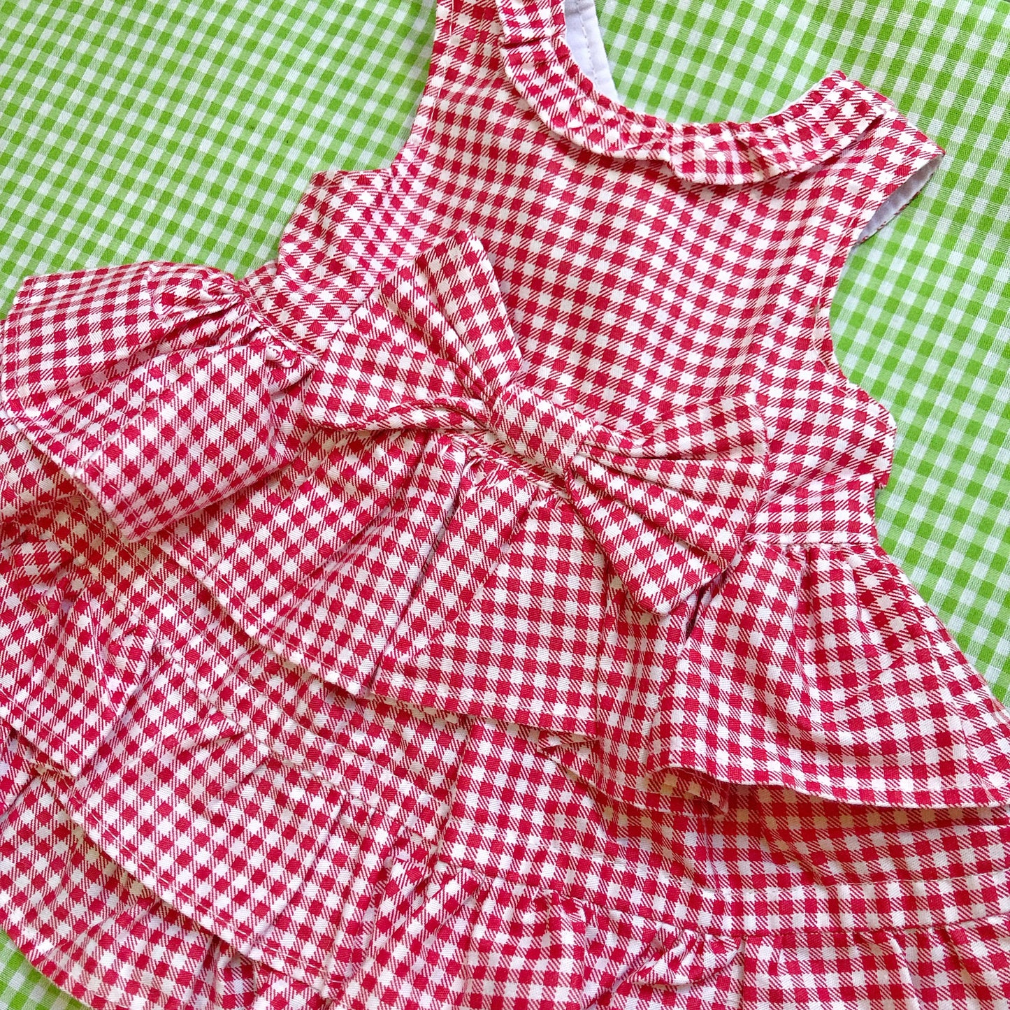 Cutie Red Gingham Pet Handmade Dress