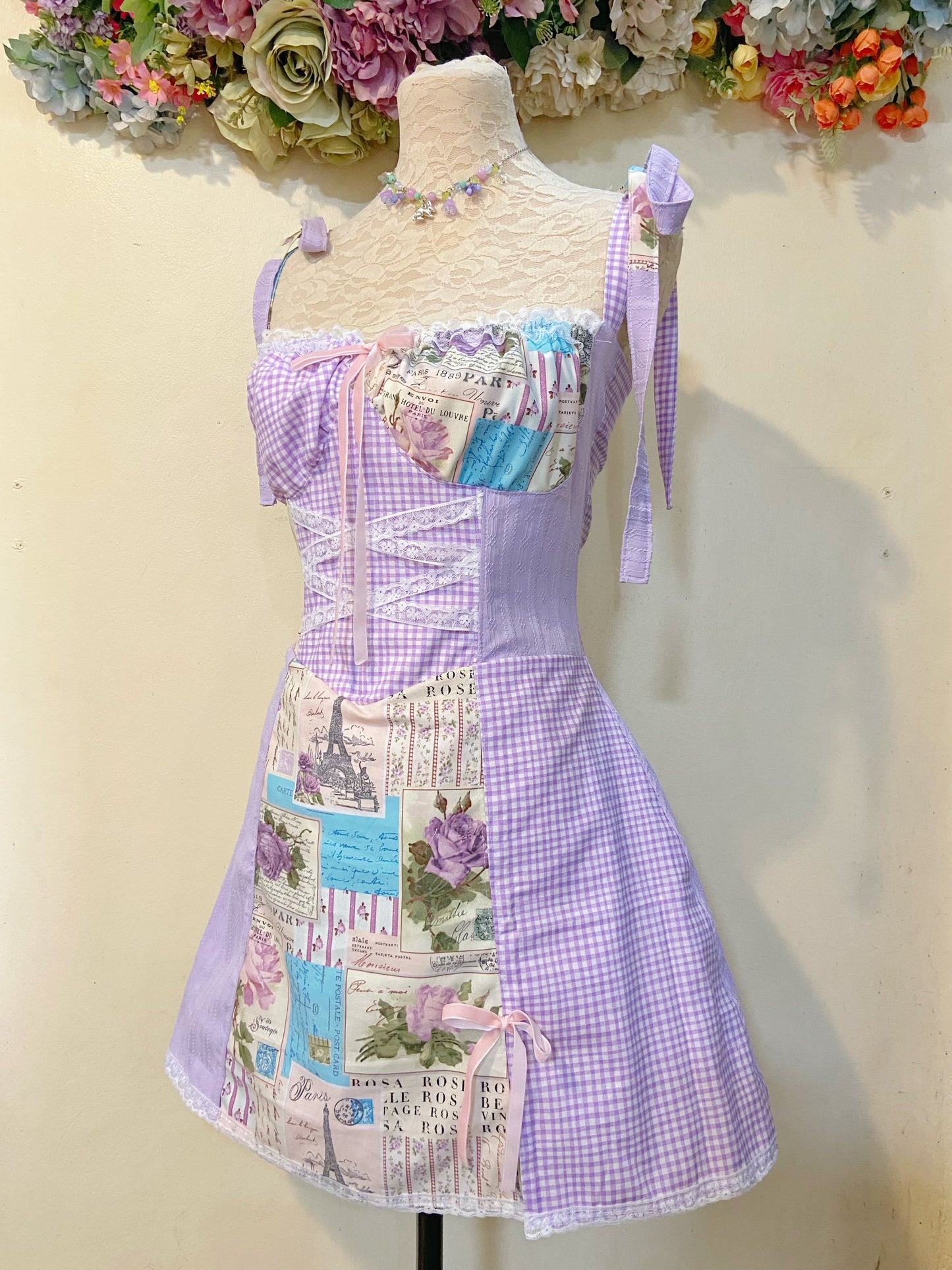 Purple Blooms Patchwork Handmade Dress