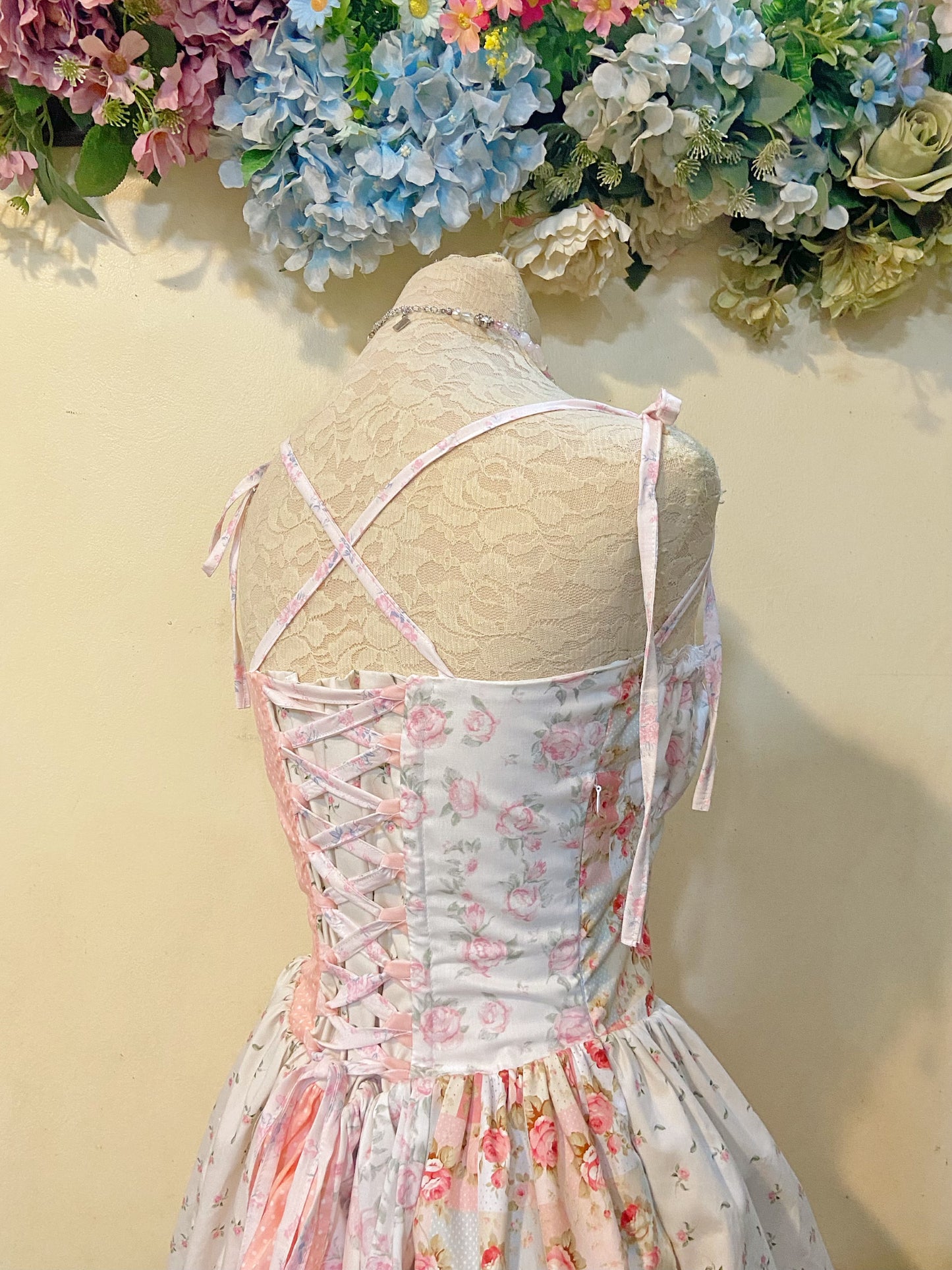 (PRE ORDER) Rose Blooms Patchwork Corset Handmade Dress