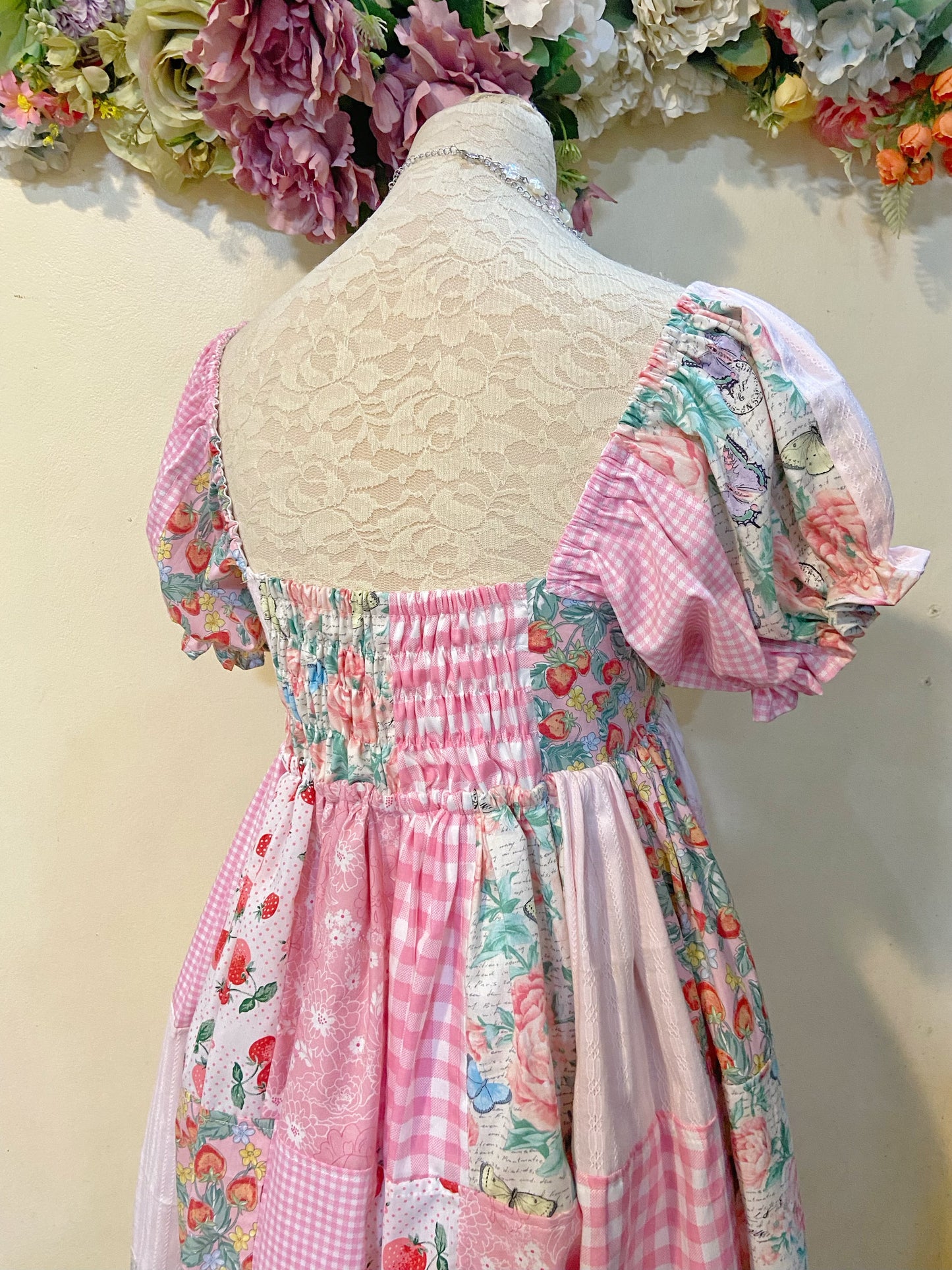 Sweet Strawberry Patchwork Handmade Dress